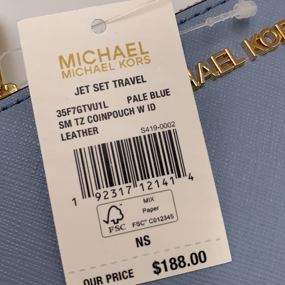 MICHAEL KORS SMALL TOP ZIP
COINPOUCH WITH ID CARD PALE BLUE 
COLOR - Picture 10 of 11